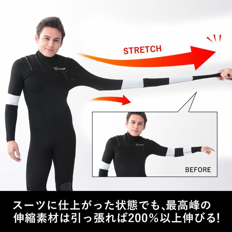 FELLOW メンズ ロングチェストジップ フルスーツ 3mm M～XXL 全2色