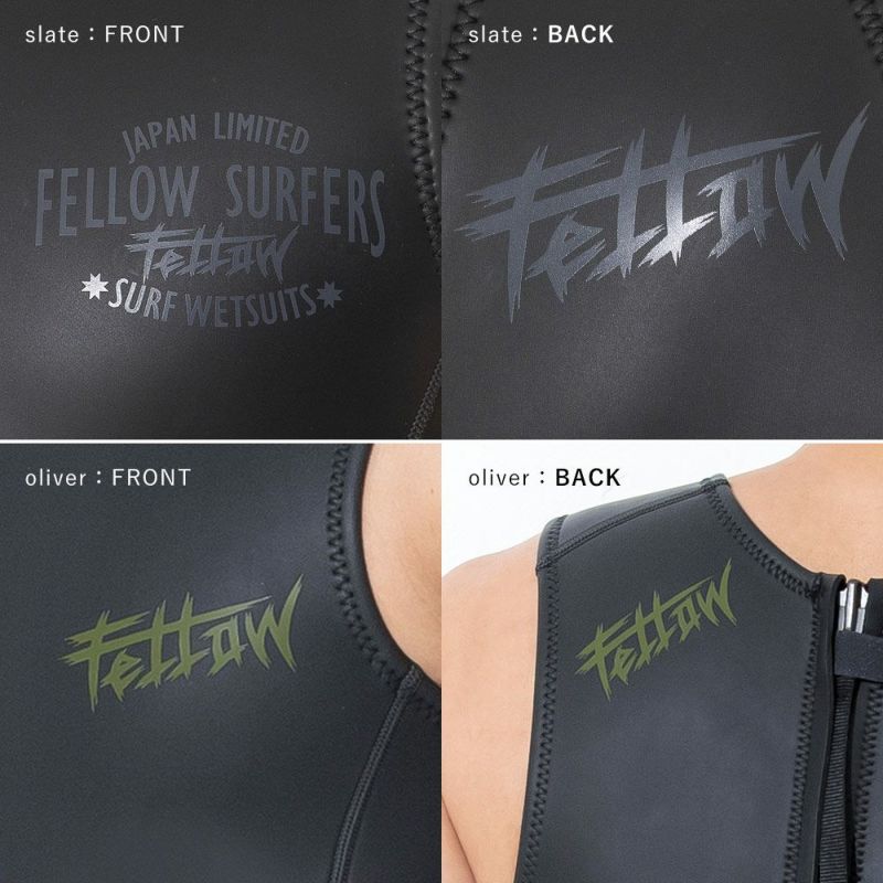 FELLOW メンズ スキン ショートジョン バックジップ 2mm M～XXL 全2色