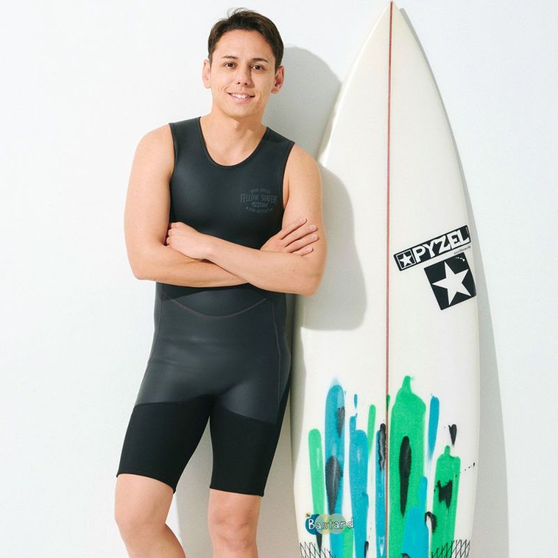 FELLOW メンズ スキン ショートジョン バックジップ 2mm M～XXL 全2色