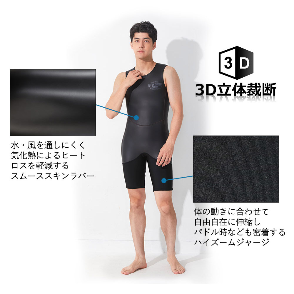 FELLOW メンズ スキン ショートジョン2mm ＆ タッパー3mm セット