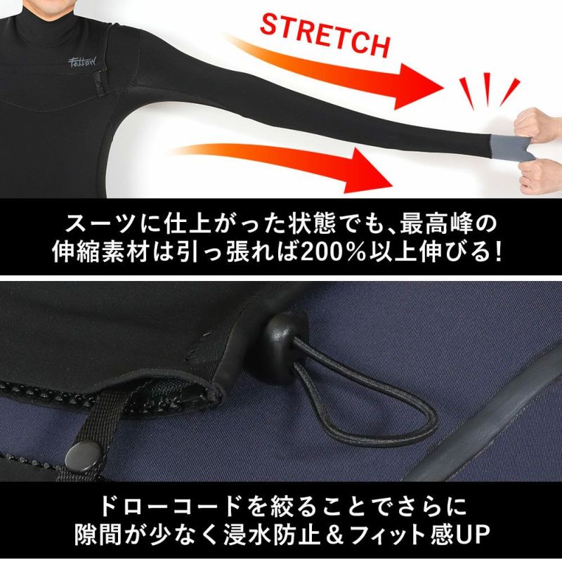 one　FELLOW フルスーツ　5×3 sizeL FELLOW メンズ フルスーツ ワンショルダーチェストジップ 3mm M～XXL