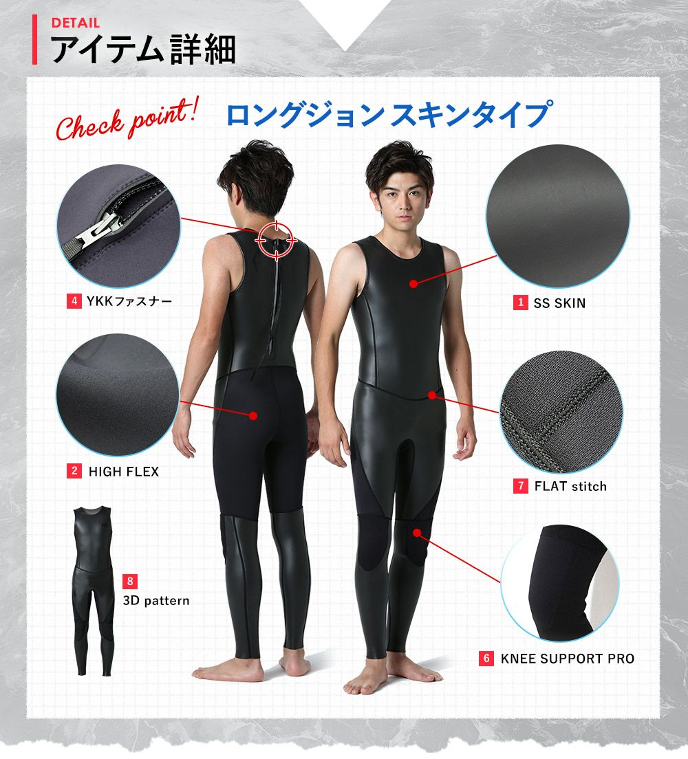 RSS SURF メンズ スキン ロングジョン バックジップ 2.5mm M～XXL 全1