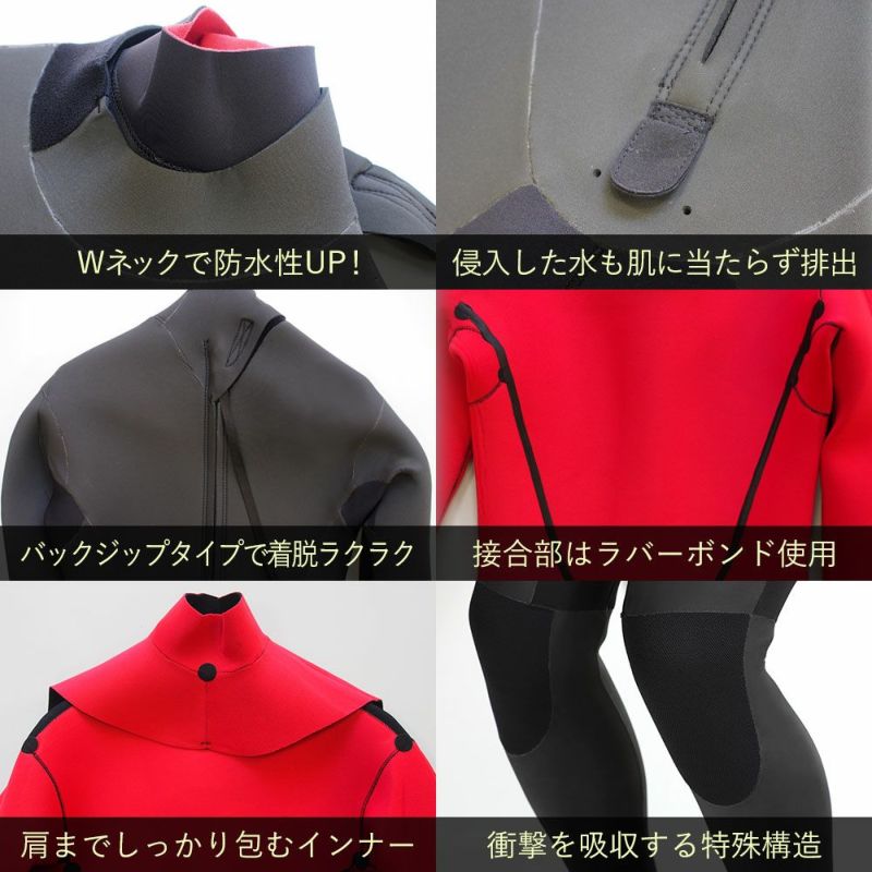 RSS SURF メンズ セミドライ バックジップ 5x3mm M～XXLB 全2タイプ